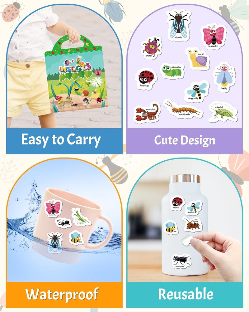 Benresive Reusable Sticker Books for Toddlers, Fun Travel Stickers for Kids, Toddler Sticker Book, Crafts Activities for Toddlers, 3 and Up Birthady Gifts - Insect - Image 5